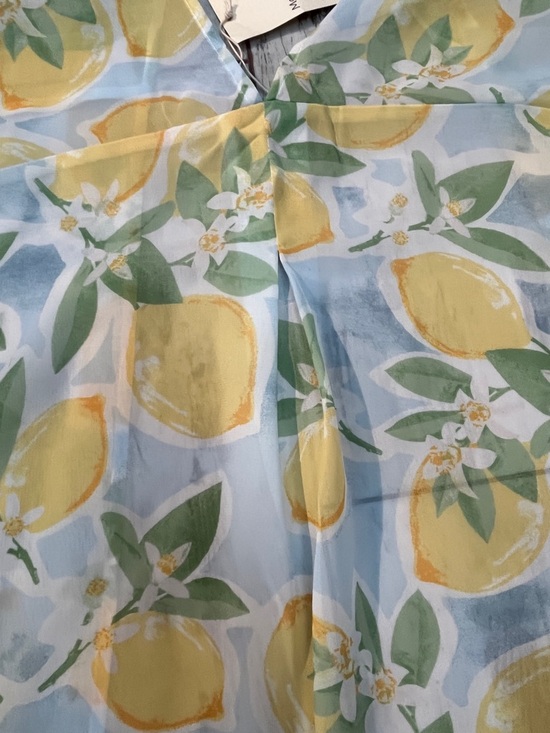 Moss Rose NWT Lemon Print Chiffon Kimono Beach Cover Up One Size Yellow - Picture 13 of 16